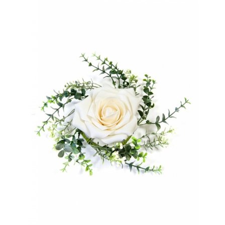 Rosa bordsdekoration med elfenbensfärgat bladverk 18 cm