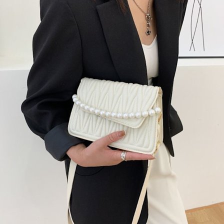 Pärlkedja handväska messenger bag liten fyrkantig väska damväska