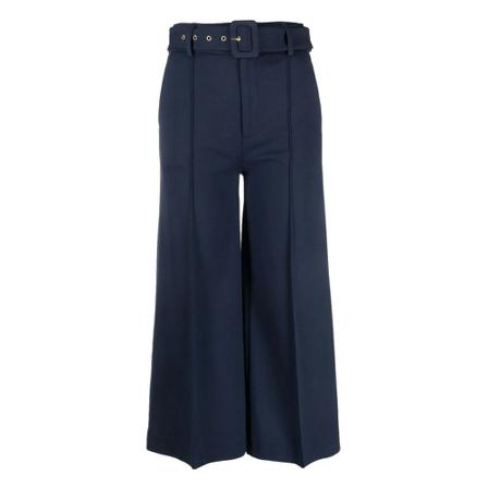 Twinset, Pantalon Palazzo con Cinturn Blauw, Dames, Maat:M