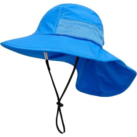 (Blå) Solhatter for barn, nakkehatt for jenter og gutter, fiskehatt for barn, pustende strandhatter, sommerhatter for småbarn