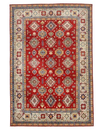 Hand Knotted Kazak Fine Rug 242X352 Wool Dark Red/Brown Large