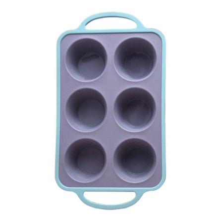 Silikonkakeform 6 kopper Cupcake-modell Muffins Tart Bakepanne med håndtak Non-Stick Matkvalitet Varme(Grønn)