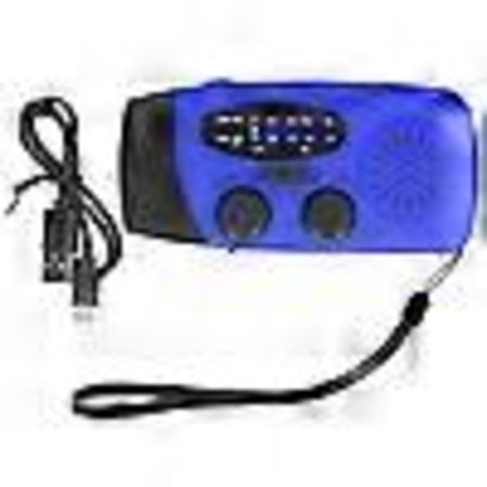 Håndsveiv Solcelle Radio Multifunksjonell Nødradio LED Radio med Lommelykt for Utendørs Camping Blå Europa