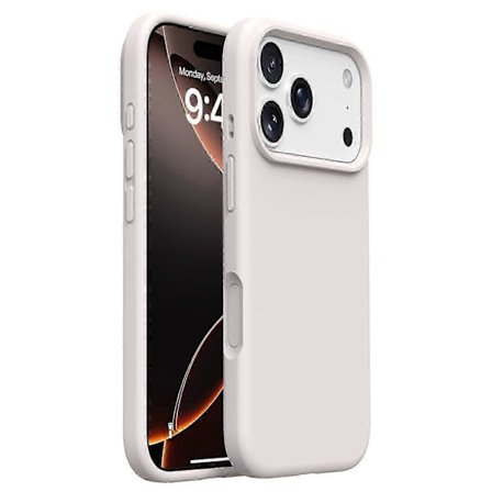 iPhone 17 Pro Max Cover Blød Mikrofiberforing, Flydende Silikone + PC Beskyttelse Antik Hvid