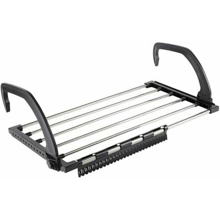 Tørkestativ for radiator, klesstativ, tørkeskinner, bærbar innendørs håndklestativ, sirkulært rør, liten størrelse (svart, 3