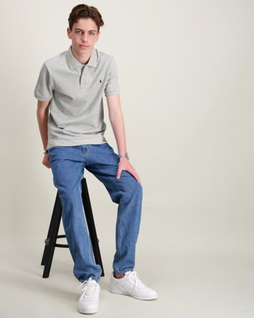 Polo Ralph Lauren Slim Fit Cotton Mesh Polo Shirt Grå Poloshirts Dreng - Kids Brand Store