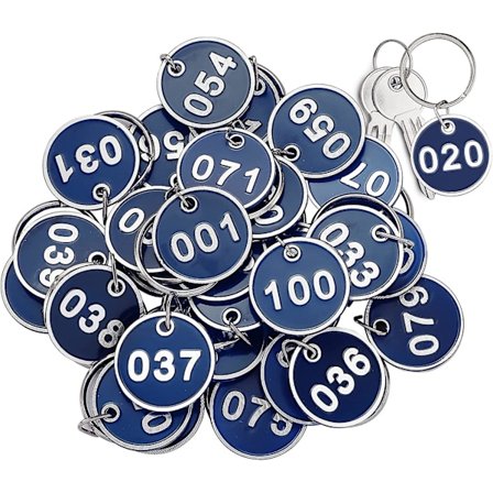 Anjetan nummererte etiketter, 100 stk nummer 001-100 stempling nummer etiketter for klassifisering, runde metall nummererte merking identifikasjon