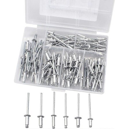 120 stk. Blindnitter Aluminium Nitte Legering Kuppel Hoved Popnitter med Rundt Hoved Åben Nitte Opbevaring