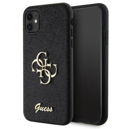 Guess GUHCN61HG4SGK fodral för iPhone 11 / Xr - svart Glitter Script Big 4G