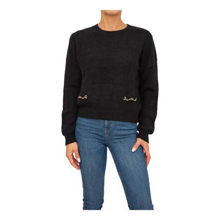 Guess, Round-neck Knitwear Zwart, Dames, Maat:XS