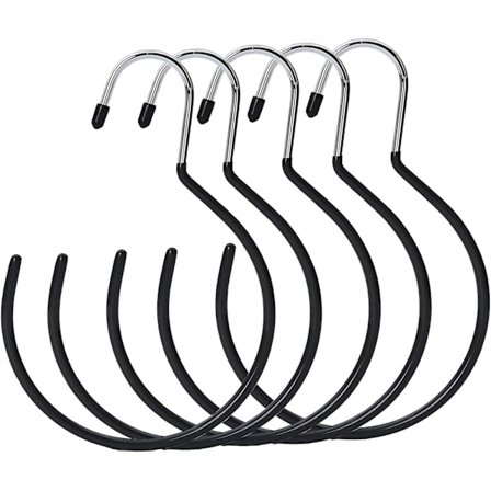Bælte Ring Bøjle Tørklæde Bøjler, multifunktionel Hængekrog Skabsarrangør Til Bælter, Sjaler, Tørklæder, Slips, Hattehylde (5 Pak, Sort)