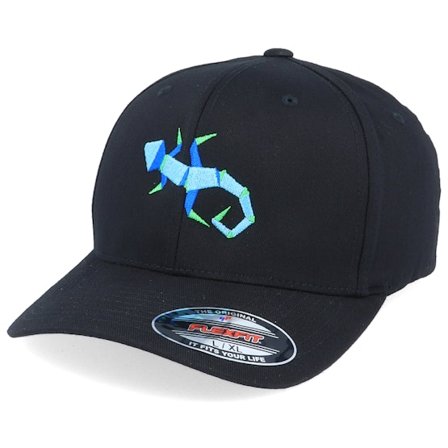 Origami - Svart flexfit Caps - Paper Color Lizard Black Flexfit @ Hatstore