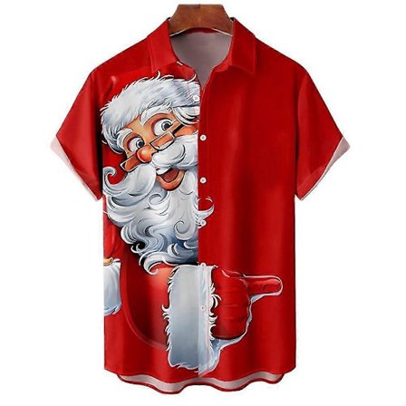 Nye juleskjorter for menn 3D-trykk Santa Kortermet T-skjorte Mote Julebluse Oversized Tees Skjorte Herreklær Camisas Kvalitetsgaver