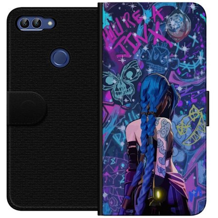 Kompatibelt Lommeboketui til Huawei Huawei P smart Fargerik graffitiillustrasjon med blåhåret karakter i urbane neonstil og kreativt kaos