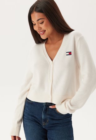TOMMY JEANS Tjw Essential Badge Cardigan YBH Ancient White Klær