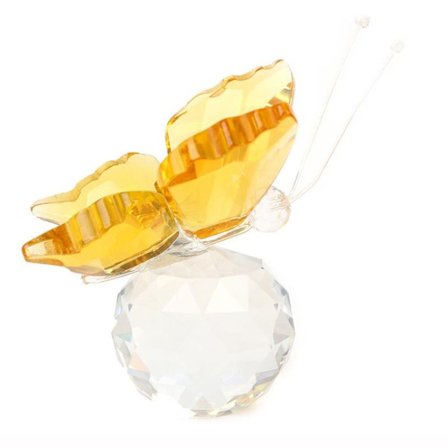 Krystall Sommerfugl Figur Glass Miniatyr GUL
