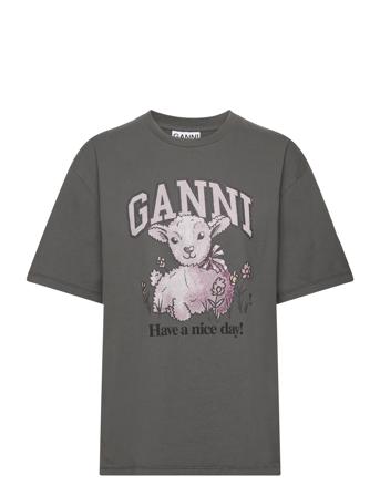 Future Heavy Jersey T-shirts & Tops Short-sleeved Grå Ganni*Betinget Tilbud
