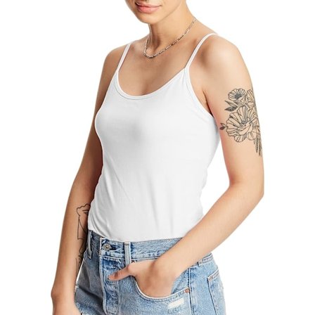 Dam stretch bomull cami med inbyggd hylla bh, dam bomull tank, dam stretch bomull camisole vit XL
