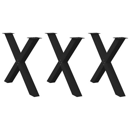 Matbordsben X-formade 3 st svarta 90x(72-73) cm stål