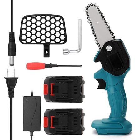 21 V litiumakku (kaksi) kannettava sähköinen oksasaha ladattava pieni sähkösaha puuntyöstöön