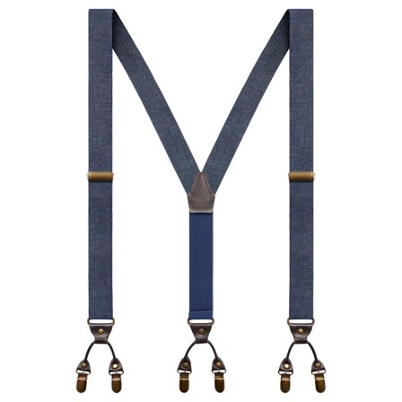 Deep Blue Denim Y-Back Dual Clip Braces for Men - Clip-on braces & suspenders
