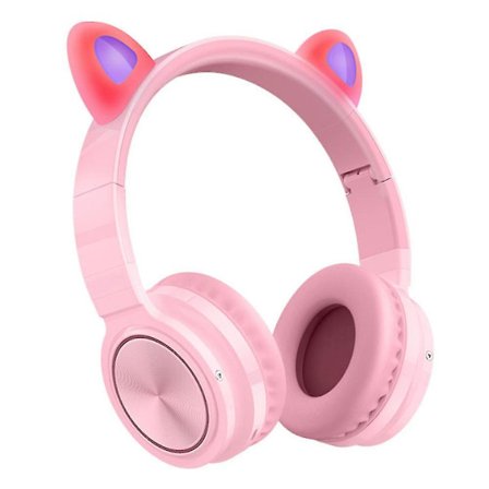 Bluetooth Headphones, Ct-7 Cat Ear Led Light Up Wireless Foldable Headphones Over Ear With Microphone And Volume Control For Iphone/ipad/smartphones/