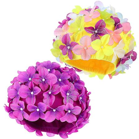 2 st Kvinnors Simmössor Blommiga Simmössor Andningsbara Elastiska Simmössor Med Blommor Kronblad Badmössor