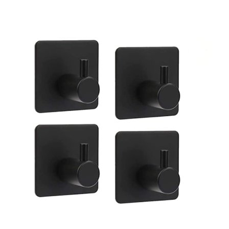 4 stycken självhäftande krokar i rostfritt stål, 8 kg max badrumsvägg