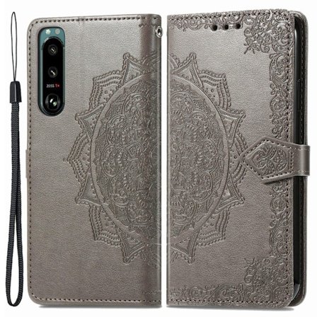 Mandala Sony Xperia 5 IV Flip Etui - Grå