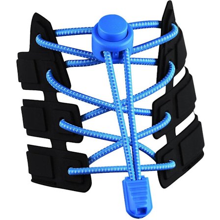 Elastiske snørebånd 120 cm blå med stærk spænde og hurtigudløsning - Kompatible med sneakers til studerende og voksne