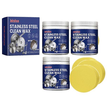 1-3X Kraftfull Rengöringskräm för Rostfritt Stål - Tar Bort Fläckar, Rost & Oxidation, Lätt att Använda, 100g