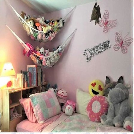 Extra Stor Leksaksnät Organizer för Barn - 70 Väggslinga