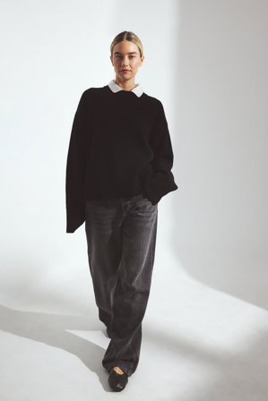 NA-KD Jean en denim souple à taille mi-haute - Jeans baggy - Gris - EU 34