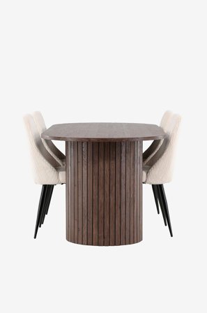 Venture Home - Härön-ruokapöytä ja Leone-ruokapöytätuoli - Beige - Ruokailuryhmä 4 hengelle - - Homeroom