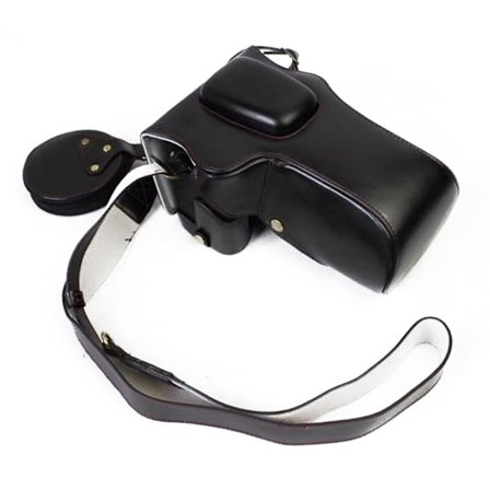 Canon EOS 800D kamera beskyttelsesetui i kunstlæder med bærestrop og taske til linsen - Sort