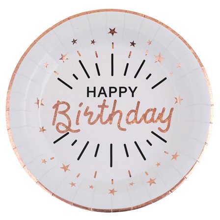 Pahvilautaset Happy Birthday Party Ruusukulta