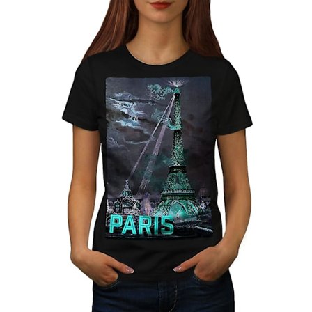 Paris City Night Women Blackt-shirt