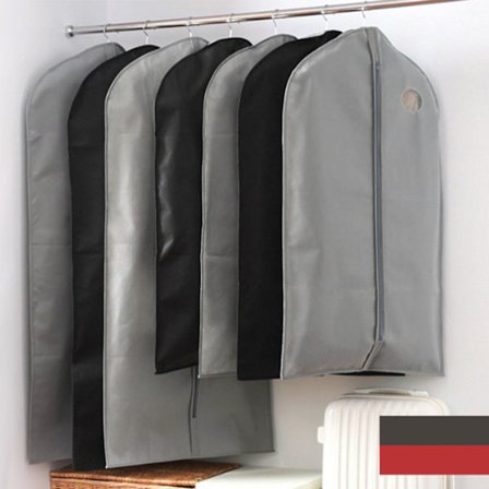 Portable Suit Bag, Breathable Fabric Cover for Hanging Clothes, Organized Closet Storage, Small Size Black Non Woven Fabric