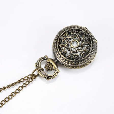 Mode Vintage Kvinnor Watch Legering Retro Ihåliga Blommor Hänge Klocka Tröja Halsband Kedja Klockor Dam Present