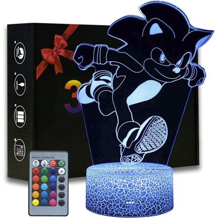 3D Illusion Sonic Nattlampa, Anime Igelkott Skrivbordslampa med