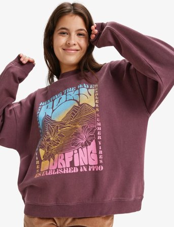 Roxy Lineup Oversized Crew - Burgundy - S