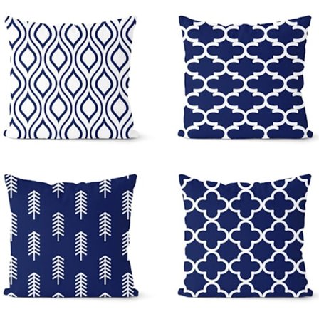 Blå putetrekk 45X45Cm Geometrisk putevar Dekorative puter Putedekorasjon