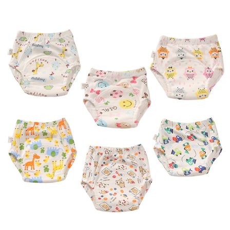 6 Pack Unisex bomull gjenbrukbar pottetrening Vanntett treningsbukse