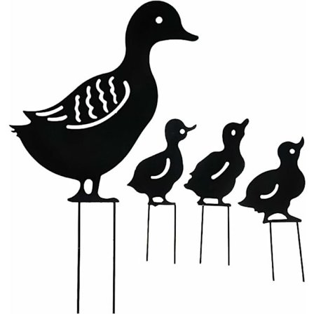 Utendørs metallhagedekorasjon, andefarmkunst hagemetallstatuedekorasjon hagedekorasjon plen (4 stykker ender)