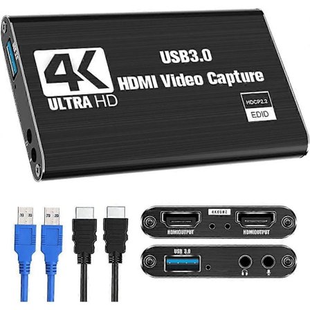 Video Capture Card, Switch Capture Card til Switch, 4K 1080P 60FPS til Streaming Videooptagelse til /DSLR/Kamera[HK]