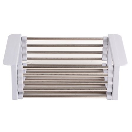 Rustfrit Stål Trækbart Vaskestativ - Stærk Bæreevne, Perfekt til Tallerkener, Frugt og Grøntsager (Grå)