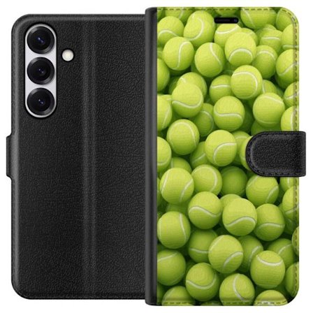 Kompatibel Tegnebogsetui til Samsung Samsung Galaxy S25 Mønster af grønne tennisbolde i høj detalje, sporty motiv med gentagende tekstur og stærke