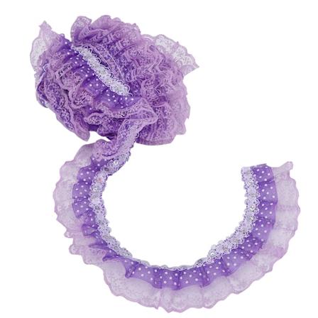 5 Yards Flerfarvet 45 mm Trykt Prikker Plisseret Trim Mesh Blonderi Sy Paljetter Broderet DIY Håndværk (Lilla)
