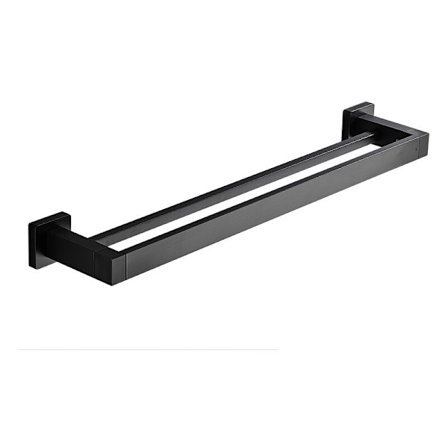 Dobbel håndkleholder for bad, svart veggmontert håndkleholder, rustfritt