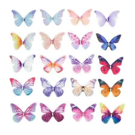 20 stk. sommerfugle hårklemmer Sequin sommerfugle barrettes Snap H